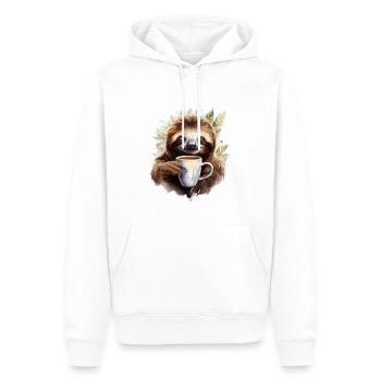 Cool sloth with coffee mug - Men’s Premium Organic Hoodie - white - Front - Nico (187cm)