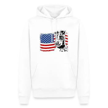 Wire Fox Terrier America Flag Dogs Wilsigns - Men’s Premium Organic Hoodie - white - Front - Nico (187cm)