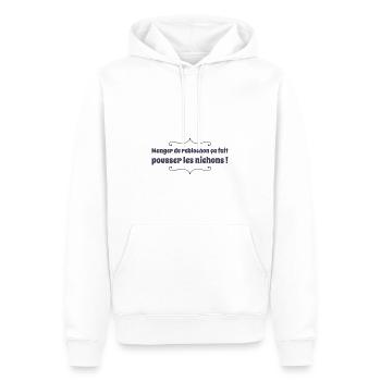 Manger du Reblochon ça fait pousser les nichons - Sweat à capuche Premium bio Homme - blanc - Devant - Nico (187cm)