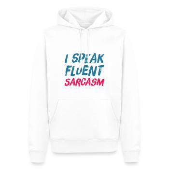 Je parle couramment SARCARASM - sarcastique ironique - Sweat à capuche Premium bio Homme - blanc - Devant - Nico (187cm)