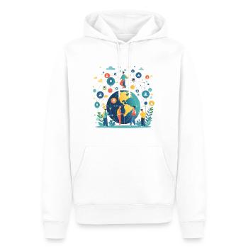 Médias sociaux et réseaux en ligne - Sweat à capuche Premium bio Homme - blanc - Devant - Nico (187cm)