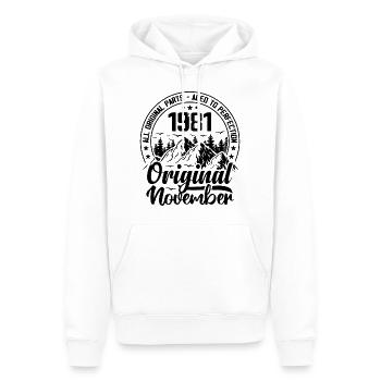 1981 November Original Geschenk zum 43-jährigen Jubiläum - Männer Premium Bio Hoodie - Weiß - Vorne - Nico (187cm)