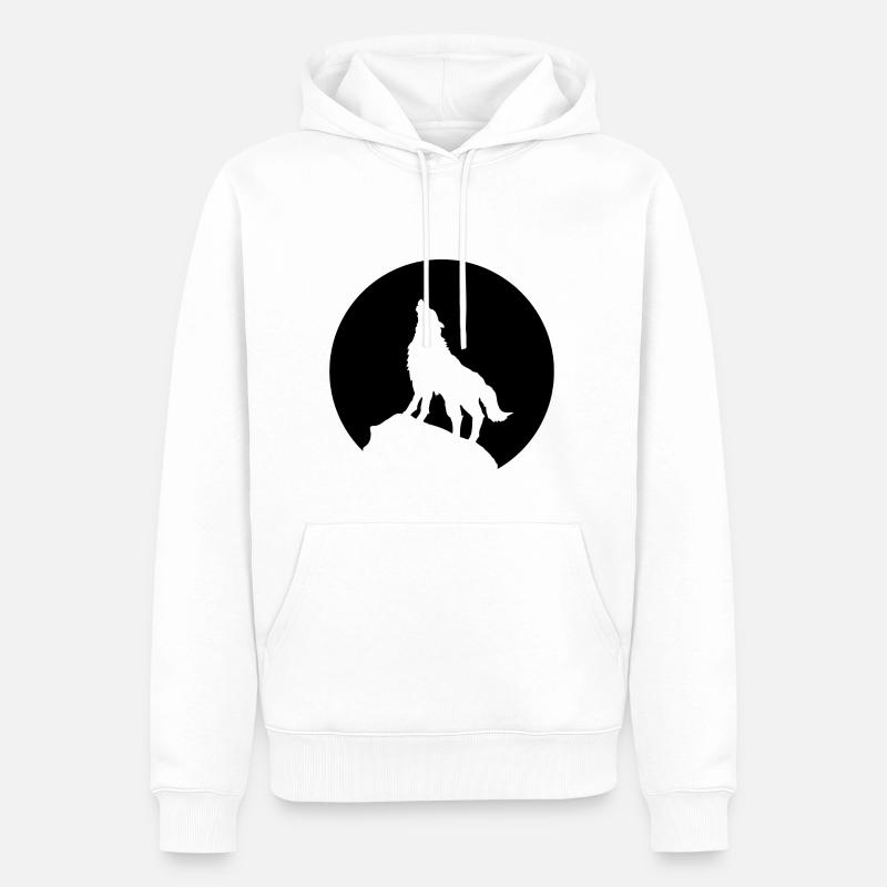 Wolf - Männer Premium Bio Hoodie - Weiß