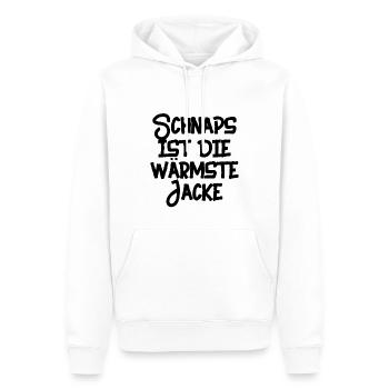 schnaps ist die wärmste jacke - Männer Premium Bio Hoodie - Weiß - Vorne - Nico (187cm)