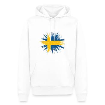 Cadeau Splatter Pays Roots Suède - Sweat à capuche Premium bio Homme - blanc - Devant - Nico (187cm)