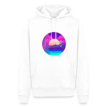 See in den Bergen mit Wald beim Sonnenuntergang - Männer Premium Bio Hoodie - Weiß - Vorne - Nico (187cm)