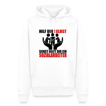 HILF DIR SELBST SONST HILFT DIR EIN SOZIALARBEITER - Männer Premium Bio Hoodie - Weiß - Vorne - Nico (187cm)