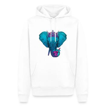 Elefant mit Blumen und Krone - Männer Premium Bio Hoodie - Weiß - Vorne - Nico (187cm)
