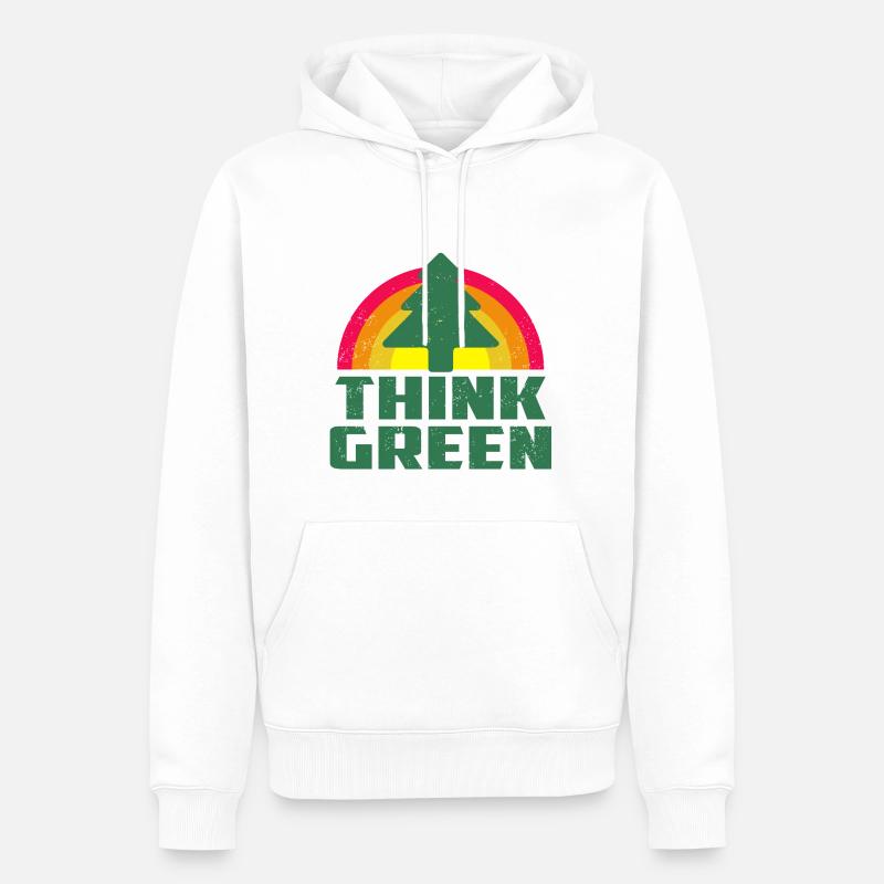 Tee-shirt Cool Think Green - Sweat à capuche Premium bio Homme - blanc