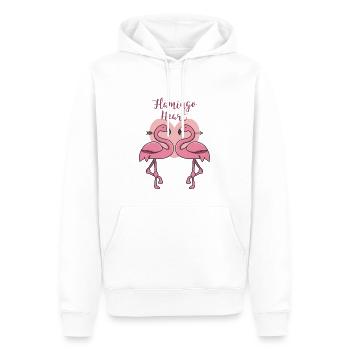 Heart flamingo couple gift in love tropical pink - Men’s Premium Organic Hoodie - white - Front - Nico (187cm)