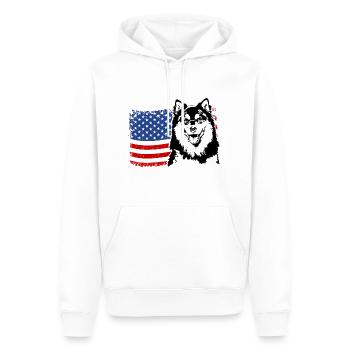 Finnischer Lapphund Amerika Fahne Hunde Wilsigns - Männer Premium Bio Hoodie - Weiß - Vorne - Nico (187cm)
