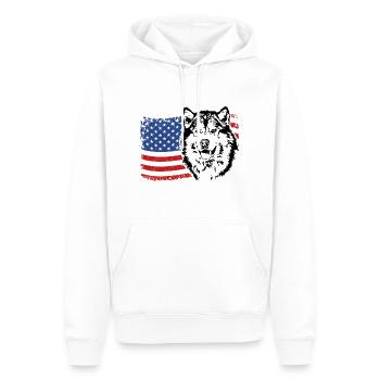 ALASKAN MALAMUTE Amérique Flag Dogs Wilsigns - Sweat à capuche Premium bio Homme - blanc - Devant - Nico (187cm)