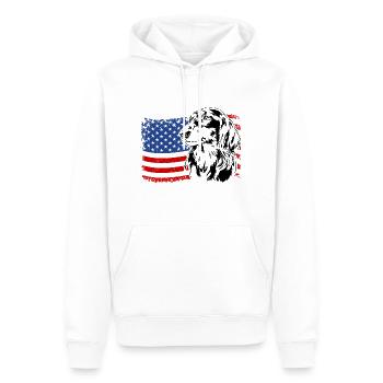 Langhaardackel Amerika Fahne Hunde Wilsigns - Männer Premium Bio Hoodie - Weiß - Vorne - Nico (187cm)