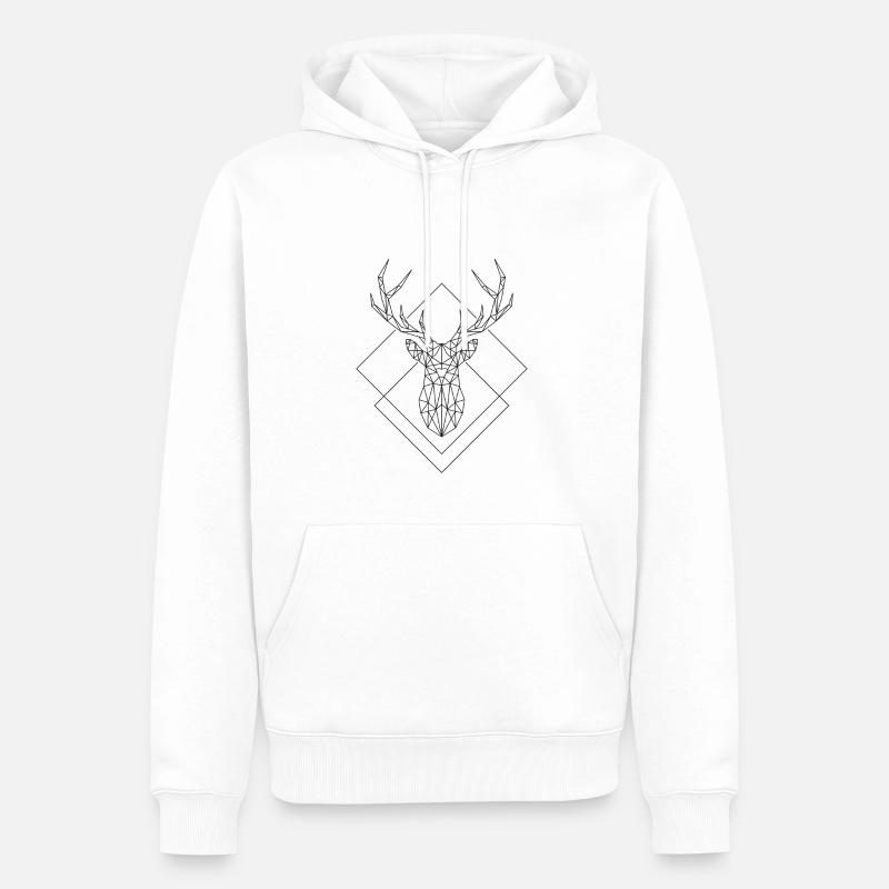 Polygon Hirsch - Männer Premium Bio Hoodie - Weiß