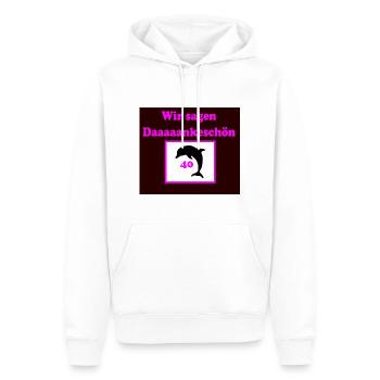 Nous vous disons merci Flippers Party Malle Holiday - Sweat à capuche Premium bio Homme - blanc - Devant - Nico (187cm)