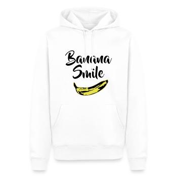 banana smile - Sweat à capuche Premium bio Homme - blanc - Devant - Nico (187cm)