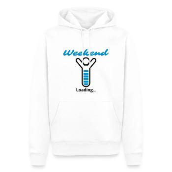 Week-end Loading ... - Sweat à capuche Premium bio Homme - blanc - Devant - Nico (187cm)