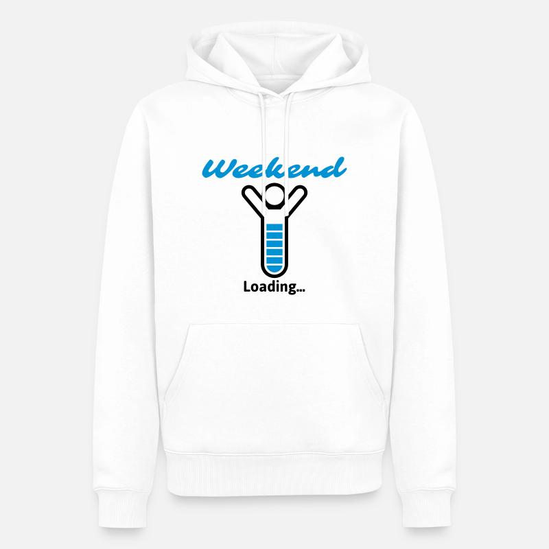 Week-end Loading ... - Sweat à capuche Premium bio Homme - blanc