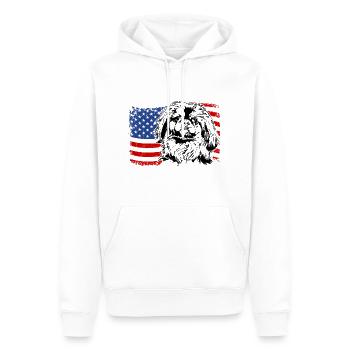 Pékinois Amérique Flag Chien Chiens Wilsigns - Sweat à capuche Premium bio Homme - blanc - Devant - Nico (187cm)