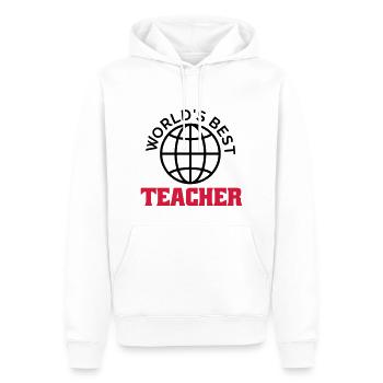 worlds best teacher - Men’s Premium Organic Hoodie - white - Front - Nico (187cm)