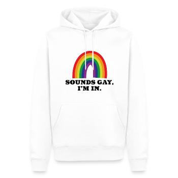 Klingt schwul, in dem ich bin - Männer Premium Bio Hoodie - Weiß - Vorne - Nico (187cm)