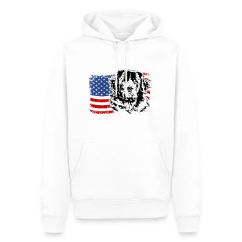 Landseer Amerika Fahne Hund Hunde Wilsigns - Männer Premium Bio Hoodie - Weiß - Vorne - Nico (187cm)