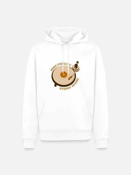 disque vinyle DJ Turntable Vintage Retro - Sweat à capuche Premium bio Homme - blanc