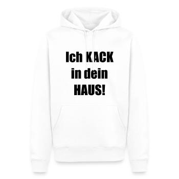 #IchKackInDeinHaus - Männer Premium Bio Hoodie - Weiß - Vorne - Nico (187cm)
