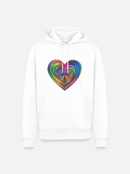 Rainbow Heart - Men’s Premium Organic Hoodie - white