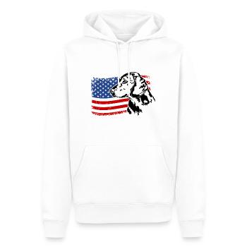 ALPINE DACHSBRACKE Amérique Flag Dog Wilsigns - Sweat à capuche Premium bio Homme - blanc - Devant - Nico (187cm)