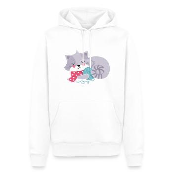 Chat à tubercule laineux - Sweat à capuche Premium bio Homme - blanc - Devant - Nico (187cm)