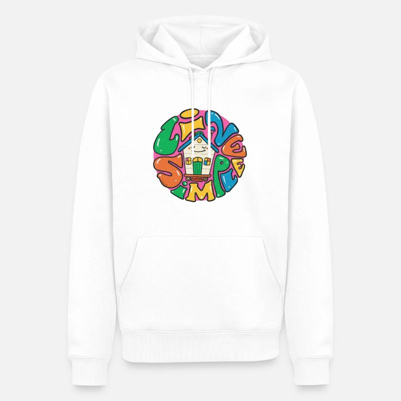 Lebe ein einfaches Tiny House - Männer Premium Bio Hoodie - Weiß