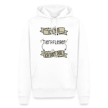 Lustiger Tierpfleger Spruch - ich darf das - Männer Premium Bio Hoodie - Weiß - Vorne - Nico (187cm)