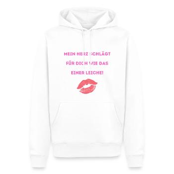 Mein Herz schlägt für dich wie das einer Leiche! - Männer Premium Bio Hoodie - Weiß - Vorne - Nico (187cm)