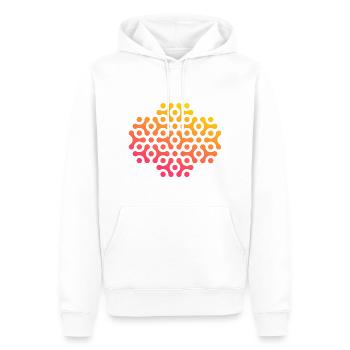 Pattern with circles and round shapes in yellow pink - Men’s Premium Organic Hoodie - white - Front - Nico (187cm)