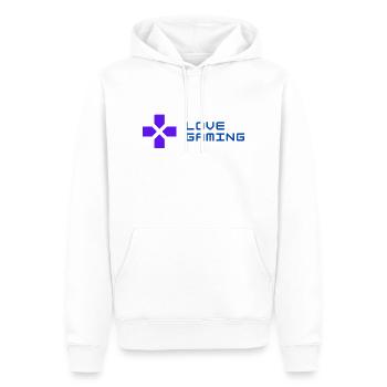 LIEBE GAMING - Männer Premium Bio Hoodie - Weiß - Vorne - Nico (187cm)