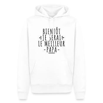 Bientôt je serai le meilleur papa - Sweat à capuche Premium bio Homme - blanc - Devant - Nico (187cm)