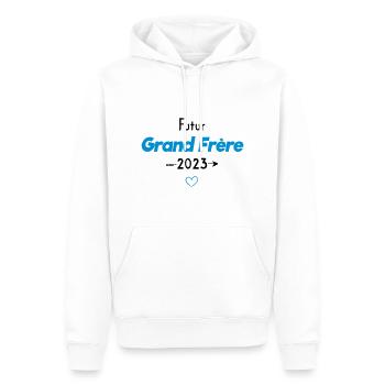 Futur grand frère 2023 - Sweat à capuche Premium bio Homme - blanc - Devant - Nico (187cm)