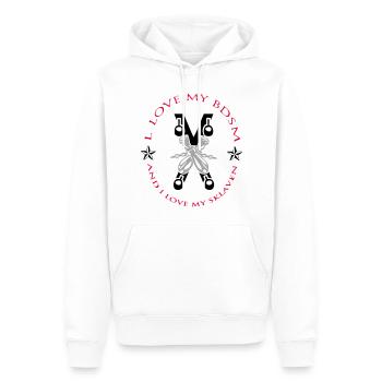 Sklave - Männer Premium Bio Hoodie - Weiß - Vorne - Nico (187cm)