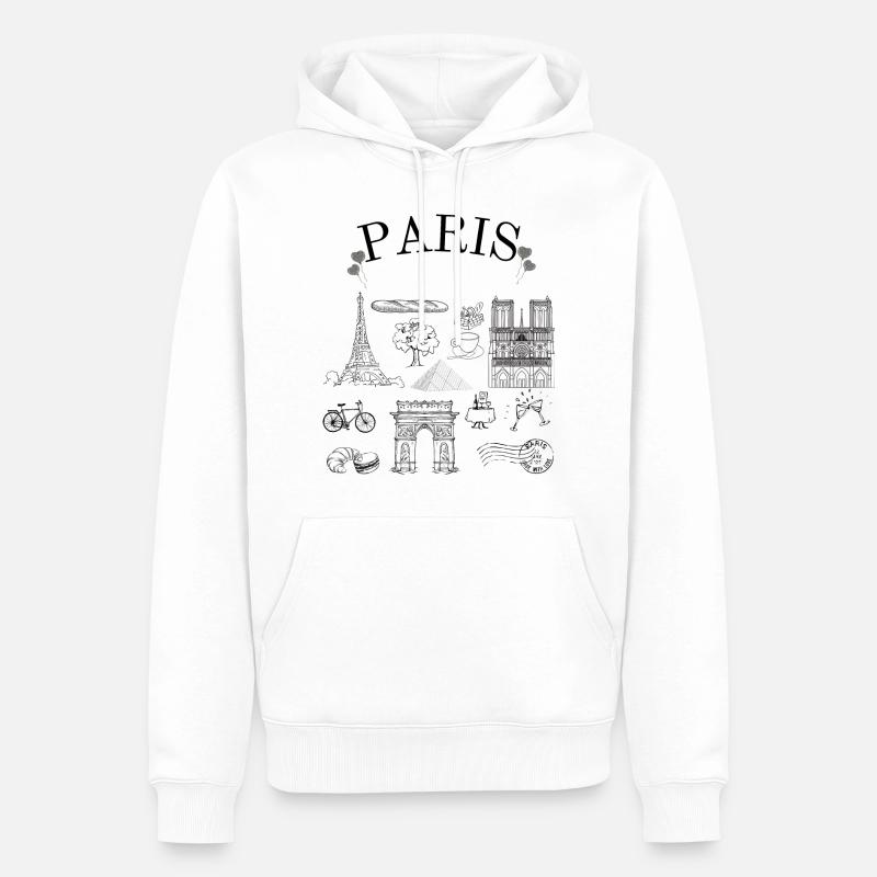 Paris Essentials - Männer Premium Bio Hoodie - Weiß