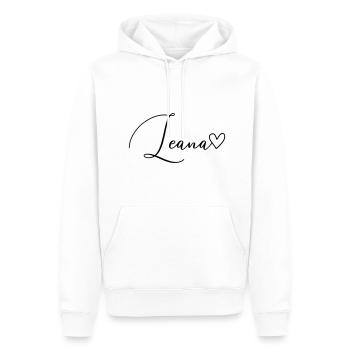 Leana Nom Prénom Fille - Sweat à capuche Premium bio Homme - blanc - Devant - Nico (187cm)