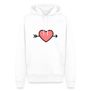 rosa Herz mit schwarzem Pfeil - Männer Premium Bio Hoodie - Weiß - Vorne - Nico (187cm)