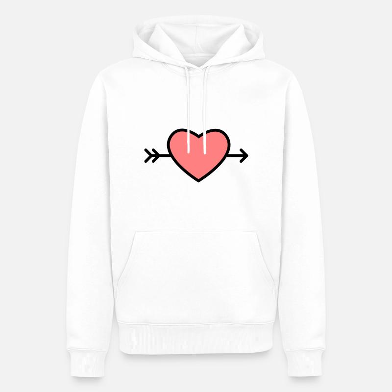 rosa Herz mit schwarzem Pfeil - Männer Premium Bio Hoodie - Weiß