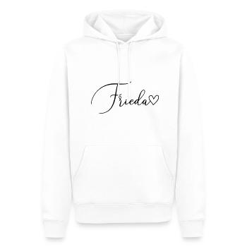 Frieda Nom Prénom Fille - Sweat à capuche Premium bio Homme - blanc - Devant - Nico (187cm)