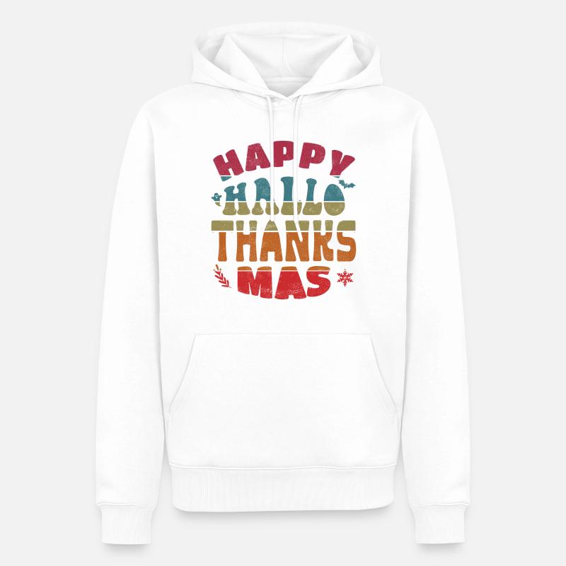 Joyeux HelloThanksMas - Sweat à capuche Premium bio Homme - blanc