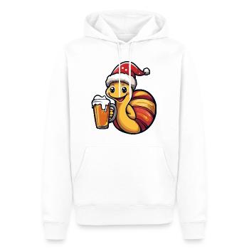 Schnecke Weihnachten Bier - Männer Premium Bio Hoodie - Weiß - Vorne - Nico (187cm)