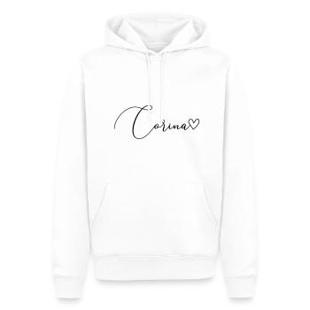 Corina Nom Prénom Fille - Sweat à capuche Premium bio Homme - blanc - Devant - Nico (187cm)