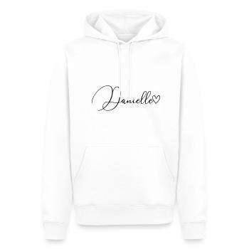 Danielle Nom Prénom Fille - Sweat à capuche Premium bio Homme - blanc - Devant - Nico (187cm)