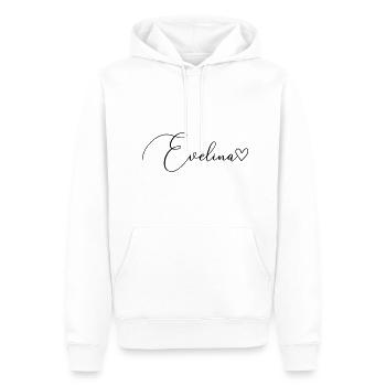 Evelina Nom Prénom Fille - Sweat à capuche Premium bio Homme - blanc - Devant - Nico (187cm)