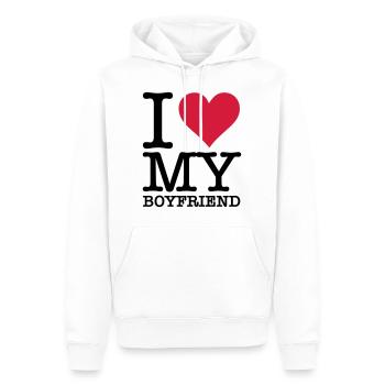 Ich liebe meinen Freund! - Männer Premium Bio Hoodie - Weiß - Vorne - Nico (187cm)